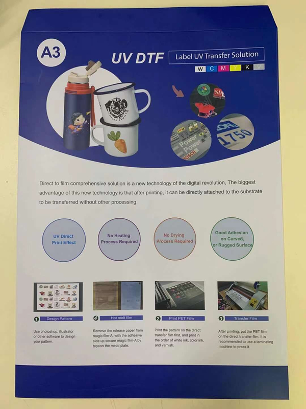 A3/A2 size UV DTF Film (A & B Film Set) UV DTF Cold/Hot Transfer Magic Film-UV Crystal Label for UV Transfer Solution 